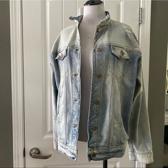 J Brand Distressed Denim Jacket Oversized Wasted - Picture 2 of 15